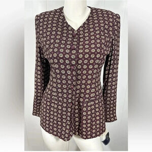NWT VTG 90's Norton McNaughton Womens Burgundy Wine Blazer Jacket Rayon Sz 6P